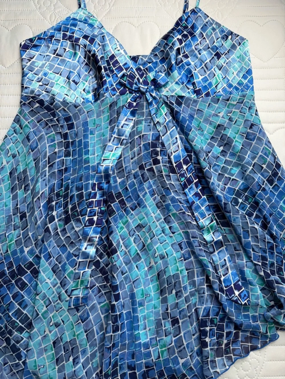 Vintage 90s Victorias Secret Mosaic Reptile Blue Babydoll Slip Nightie Large - Picture 5 of 11